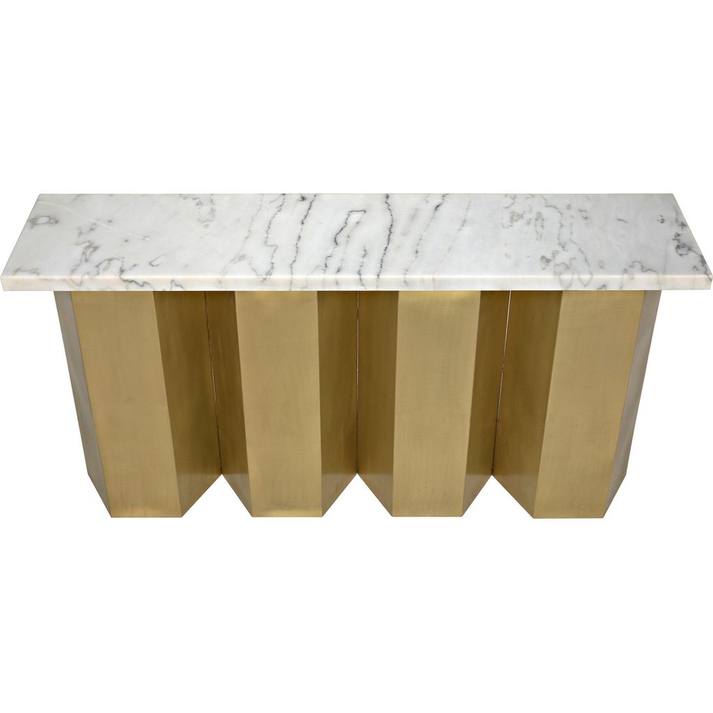 Noir Shilo Console - Industrial Steel & Bianco Crown Marble, 64" W