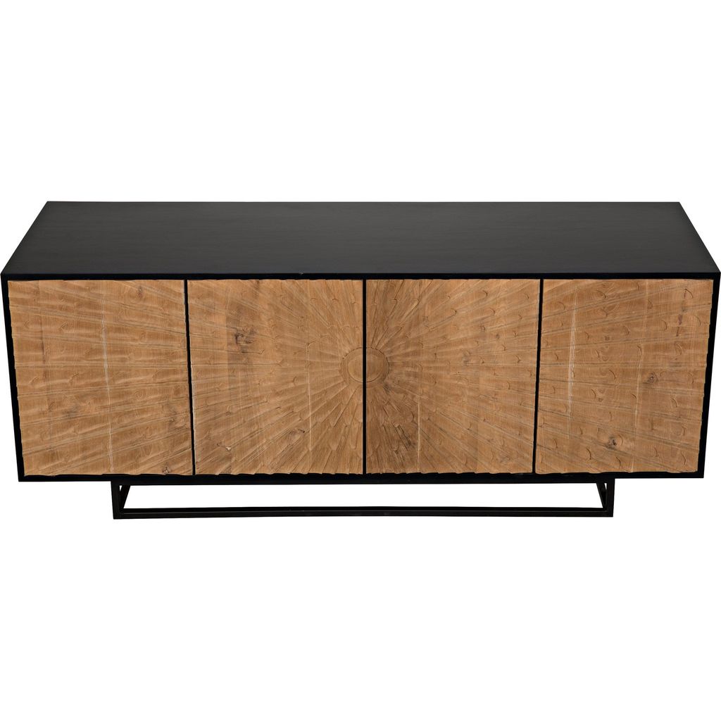 Noir Ra Sideboard, Hand Rubbed Black w/ Teak, 76" W