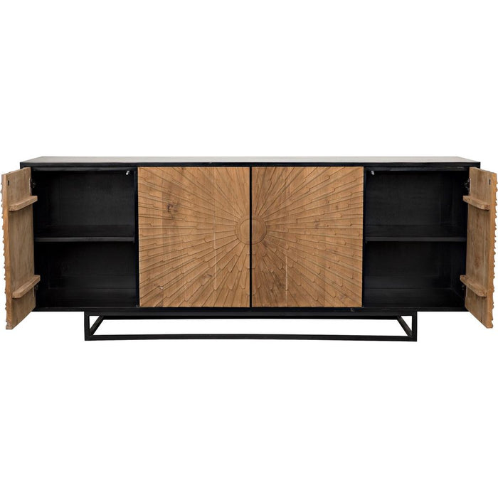 Noir Ra Sideboard, Hand Rubbed Black w/ Teak, 76" W