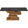 Noir Balin Console - Walnut, Night Snow Marble, & Veneer, 68" W