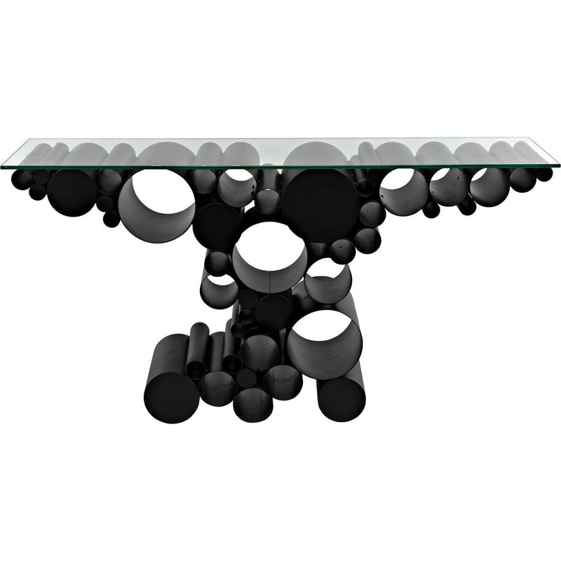 Primary vendor image of Noir Paradox Console, Black Steel w/ Glass Top, 60