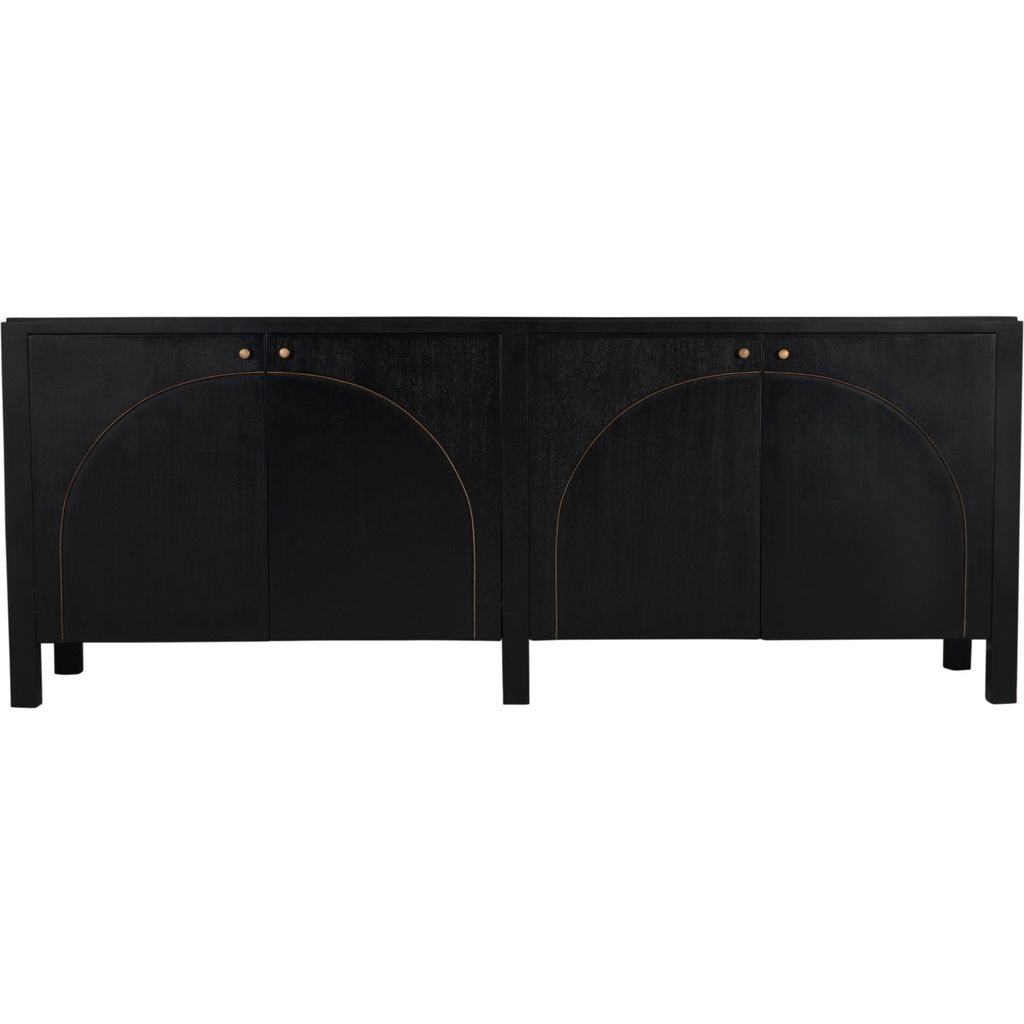 Noir Weston Sideboard, Hand Rubbed Black w/ Light Brown Trim, 78.5" W