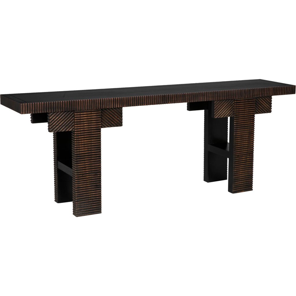 Primary vendor image of Noir Nabu Console, Hand Rubbed Black w/ Light Brown Trim, 82" W