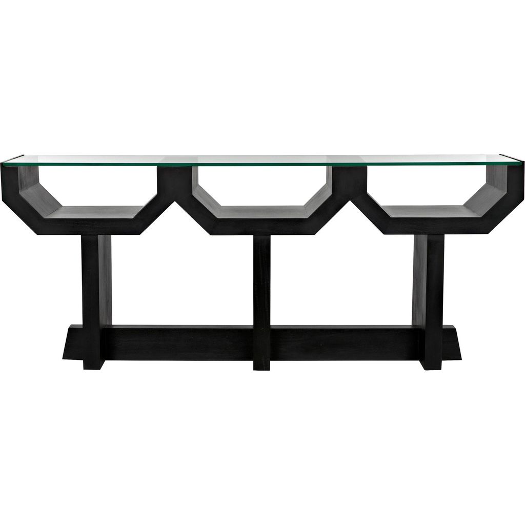 Noir Ando Console - Mahogany & Glass, 75" W