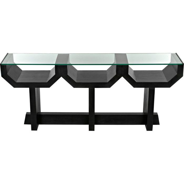 Noir Ando Console - Mahogany & Glass, 75" W