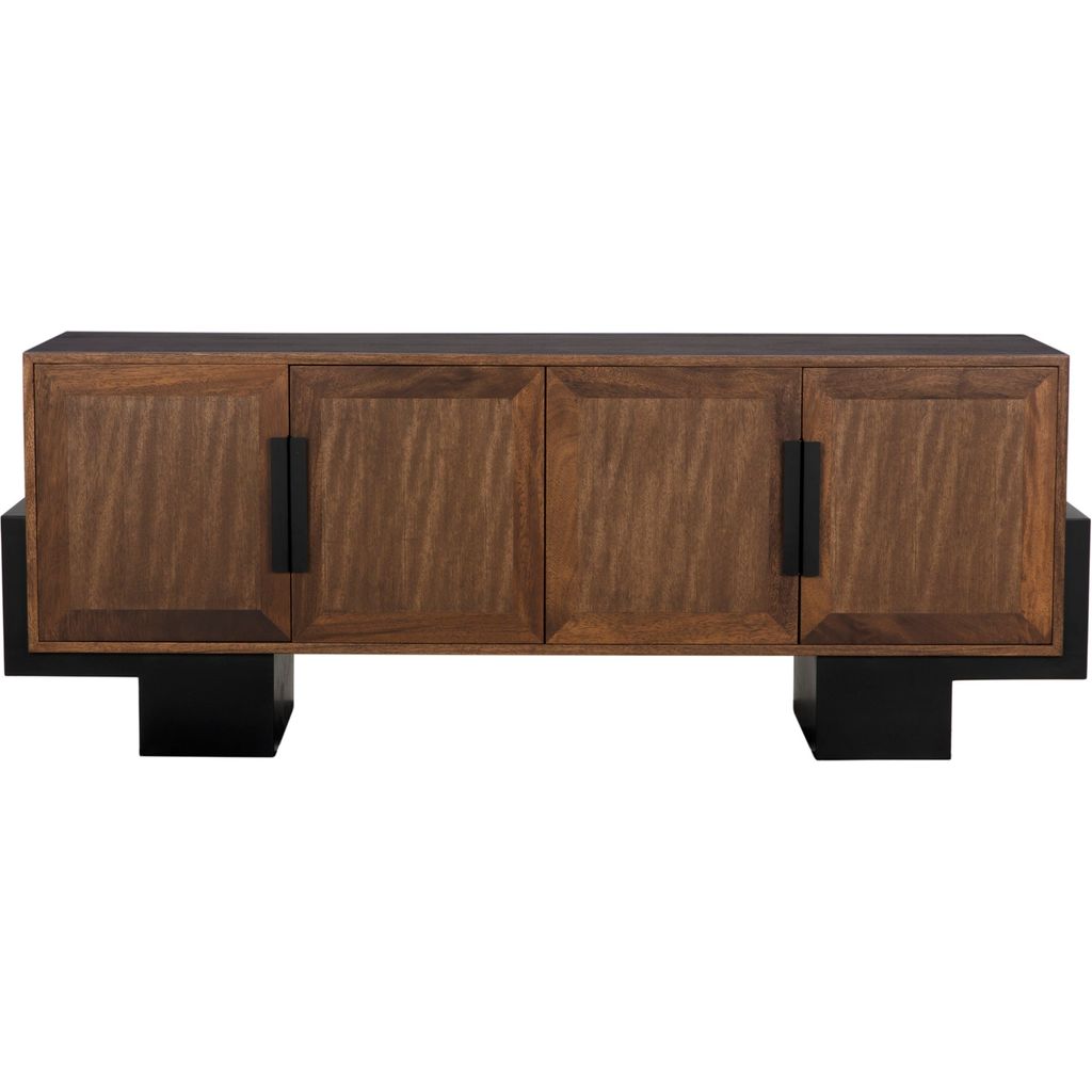 Noir Phoenix Sideboard - Walnut, Veneer, & Industrial Steel, 80" W