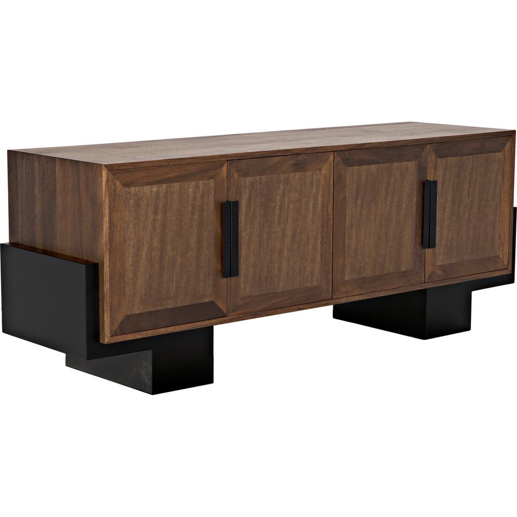 Primary vendor image of Noir Phoenix Sideboard - Walnut, Veneer, & Industrial Steel, 80" W