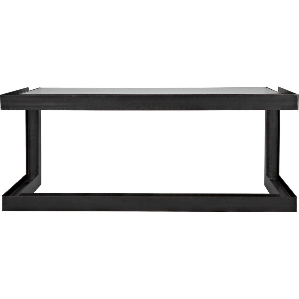 Noir Structure Metal Desk - Industrial Steel & Glass, 76" W