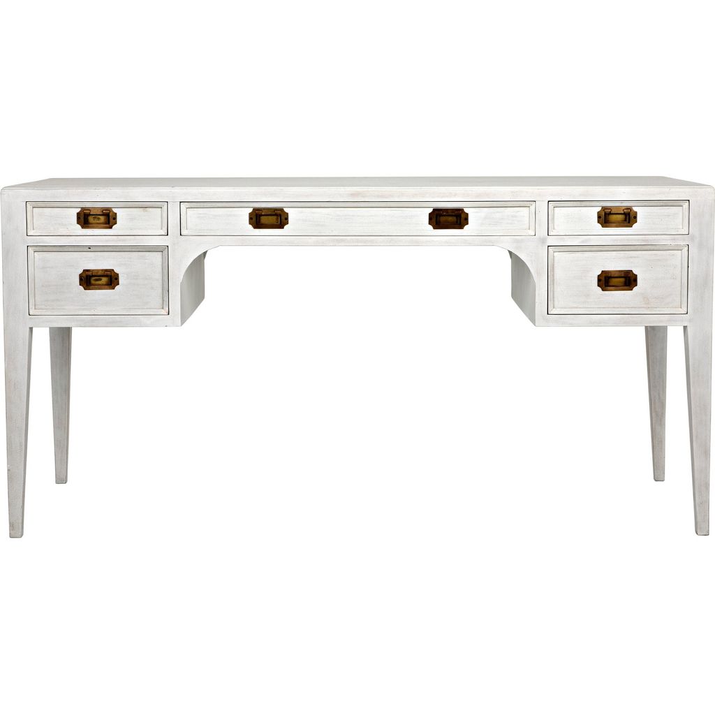 Noir Africa Desk, White Wash - Mahogany & Veneer, 60" W