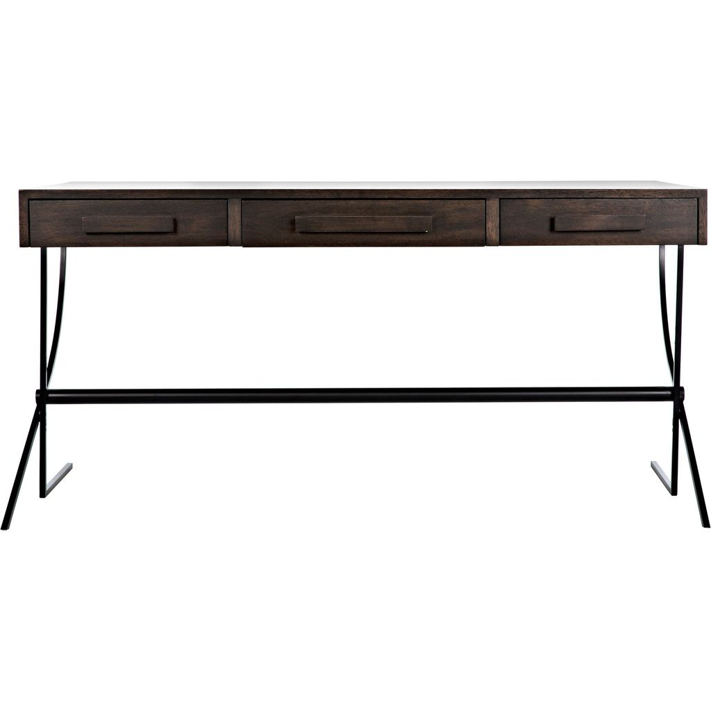 Noir Frank Desk, Ebony Walnut w/ Steel, 62.5" W