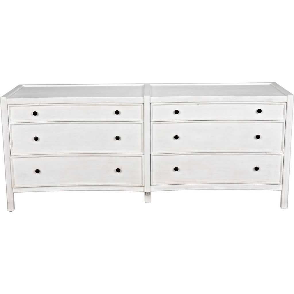 Noir Hampton 6 Drawer Dresser, White Wash - Mahogany & Veneer, 74" W