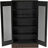 Noir Noho Hutch, Hand Rubbed Black w/ Light Brown Trim, 42" W