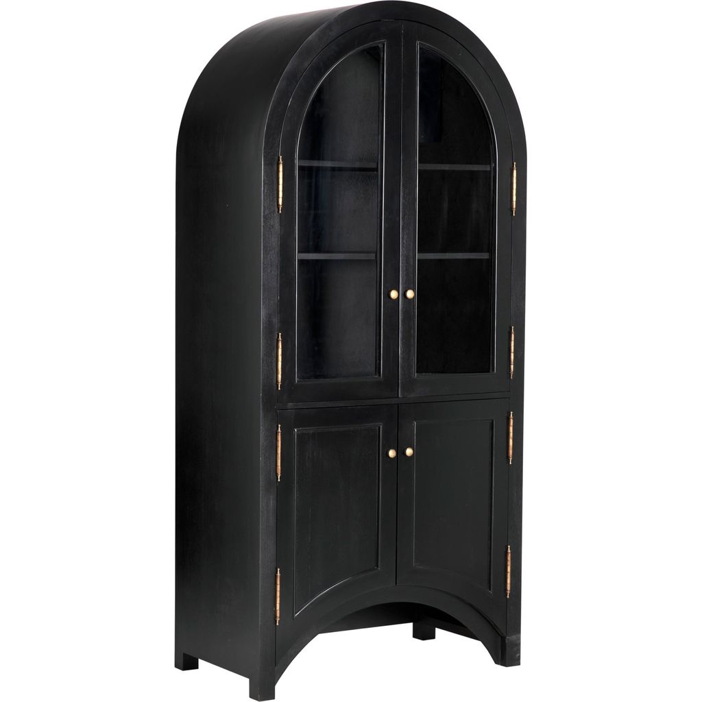 Primary vendor image of Noir Haring Hutch, Hand Rubbed Black - Mahogany, Veneer, Glass, & Brass Pulls, 40" W