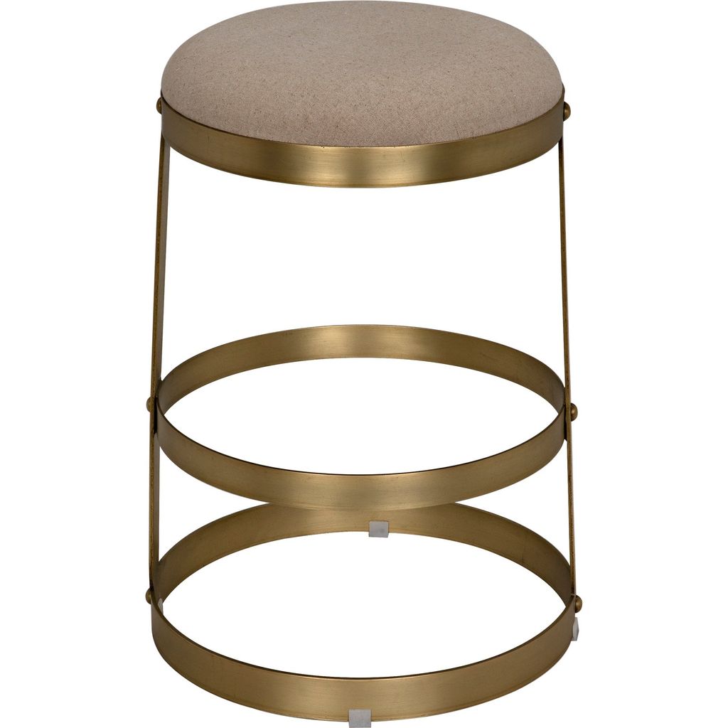 Noir Dior Counter Stool, Metal w/ Brass Finish, 19" W