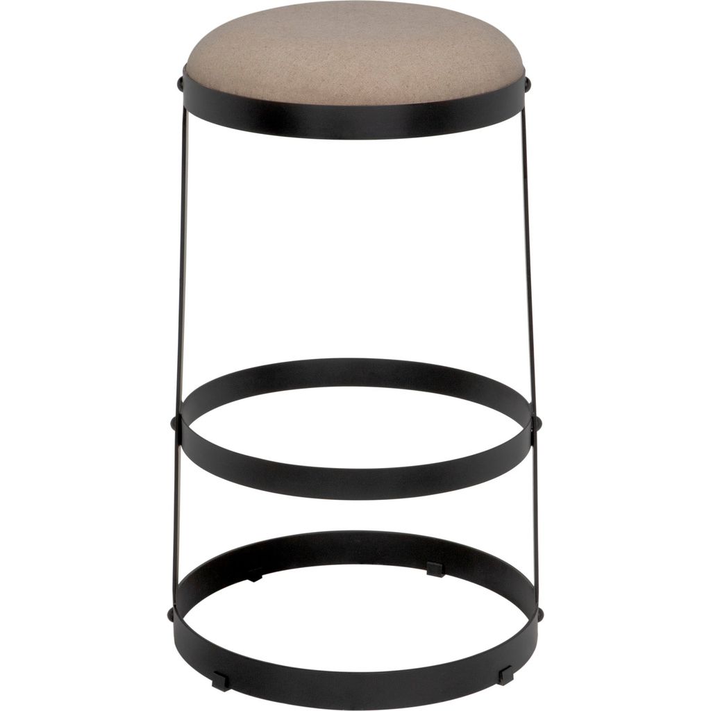 Noir Dior Bar Stool, Black Steel, 19" W