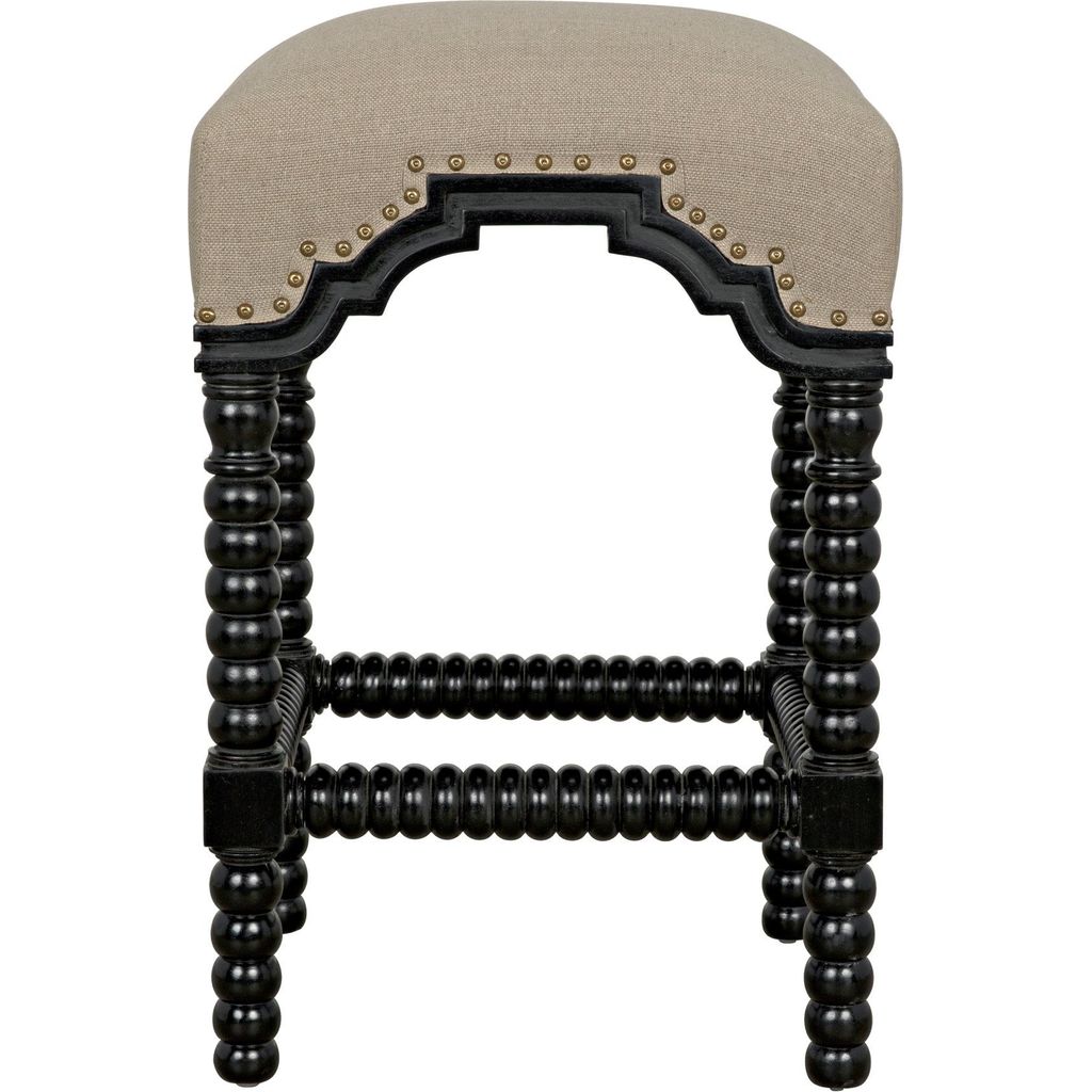 Noir Abacus Counter Stool, Hand Rubbed Black - Mahogany, 16" W