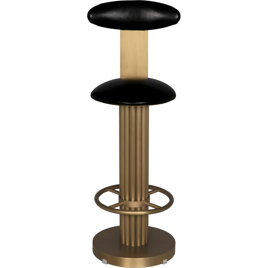 Noir Sedes Bar Stool, Steel w/ Brass Finish, 16" W