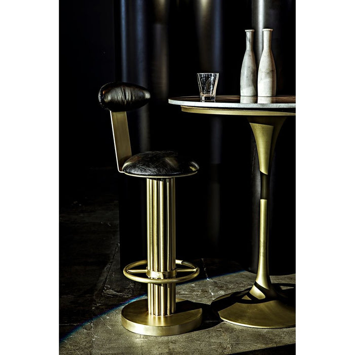 Noir Sedes Bar Stool, Steel w/ Brass Finish, 16" W