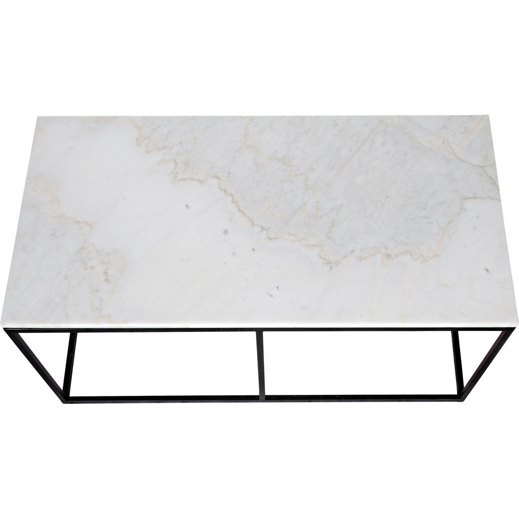 Noir Lois Coffee Table - Industrial Steel & Bianco Crown Marble, 30"