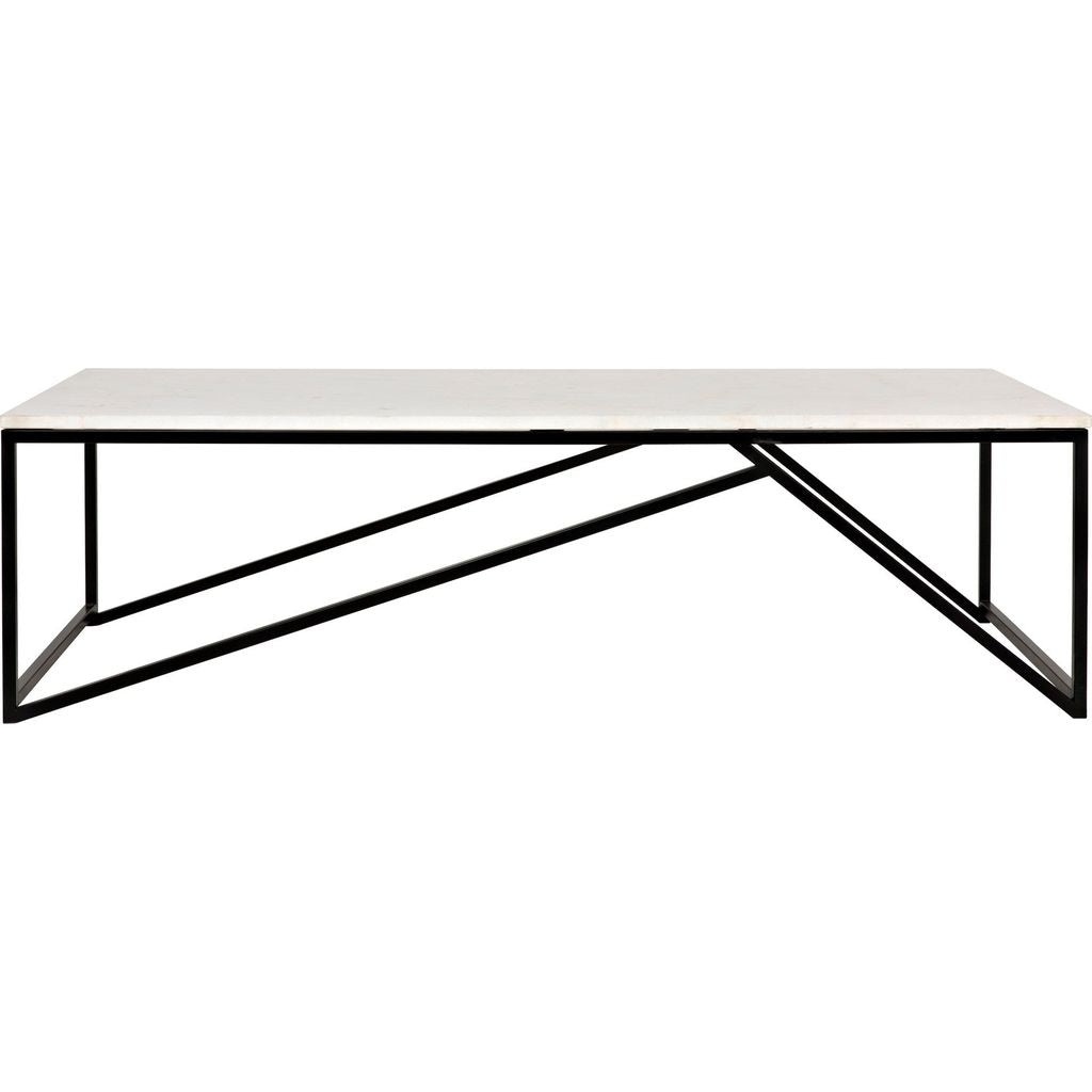 Noir Molimo Coffee Table - Industrial Steel & Bianco Crown Marble, 32"