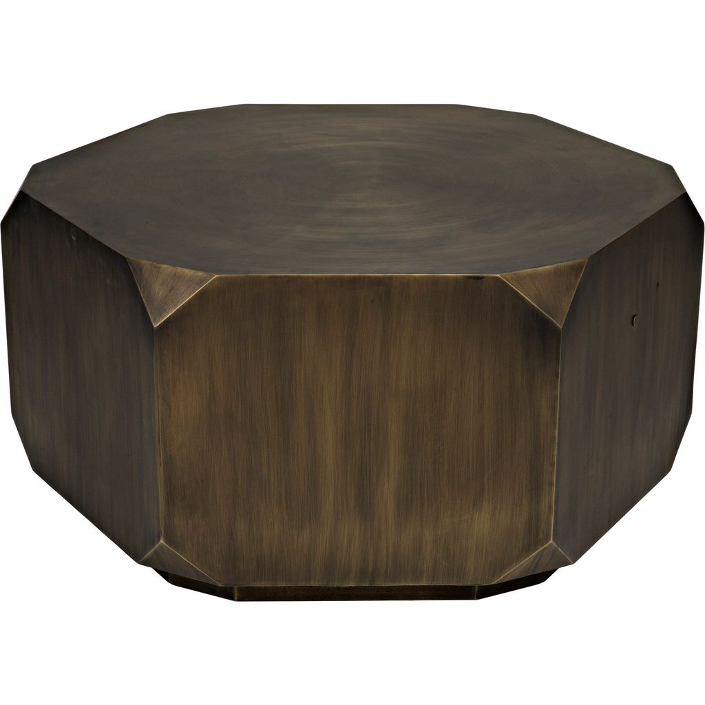 Noir Tytus Coffee Table, Steel w/ Aged Brass Finish, 36"