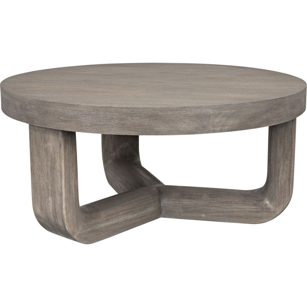 Noir Joel Coffee Table, Distressed Grey - Wire Brushed Mahogany & Veneer, 40"