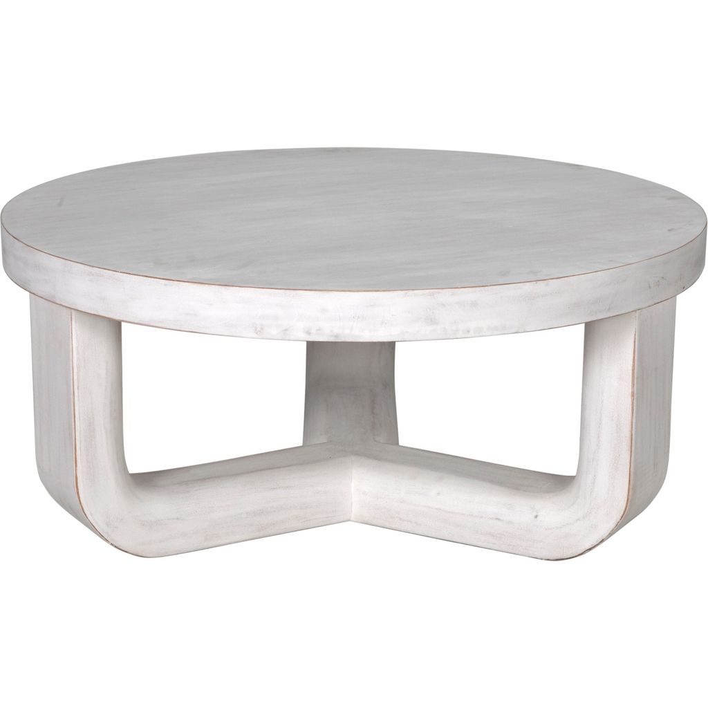 Noir Joel Coffee Table, White Wash - Mahogany & Veneer, 40"