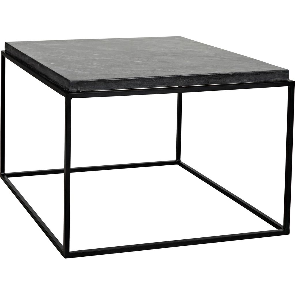 Noir Lomax Coffee Table - Industrial Steel & Night Snow Marble, 26"