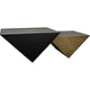 Noir Amboss Coffee Table, Black Metal, Aged Brass Finish, 32"