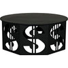 Noir Dollar Coffee Table, Black Steel, 39"