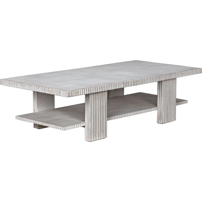 Noir Humphrey Coffee Table, White Wash - Mahogany, 32"
