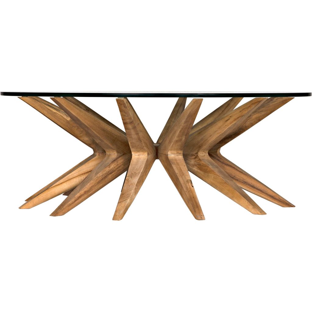 Noir Waldo Coffee Table - Teak & Glass, 40"