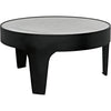 Noir Cylinder Round Coffee Table - Industrial Steel & Bianco Crown Marble, 36"