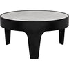 Noir Cylinder Round Coffee Table - Industrial Steel & Bianco Crown Marble, 36"