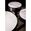 Noir Cylinder Round Coffee Table - Industrial Steel & Bianco Crown Marble, 36"