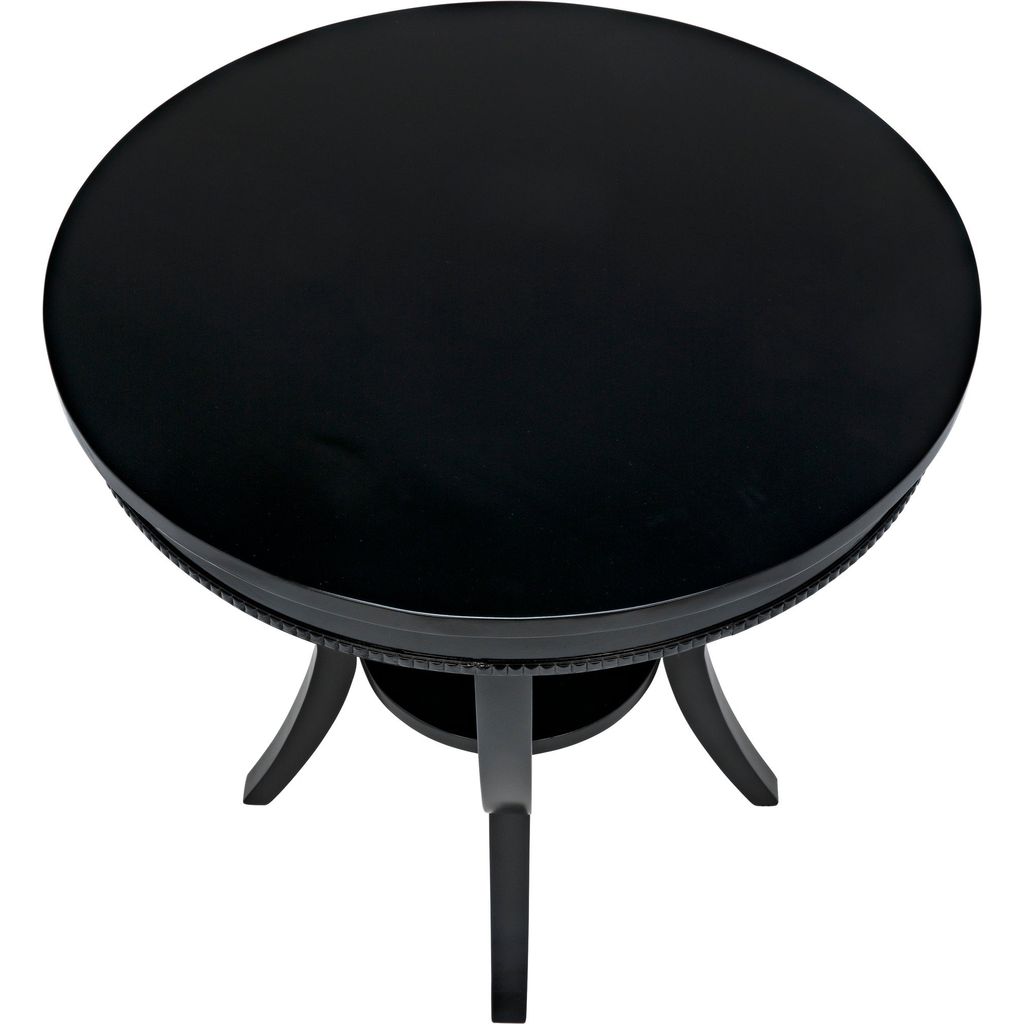 Noir Scheffield Round End Table, Black - Birch & Veneer, 30"