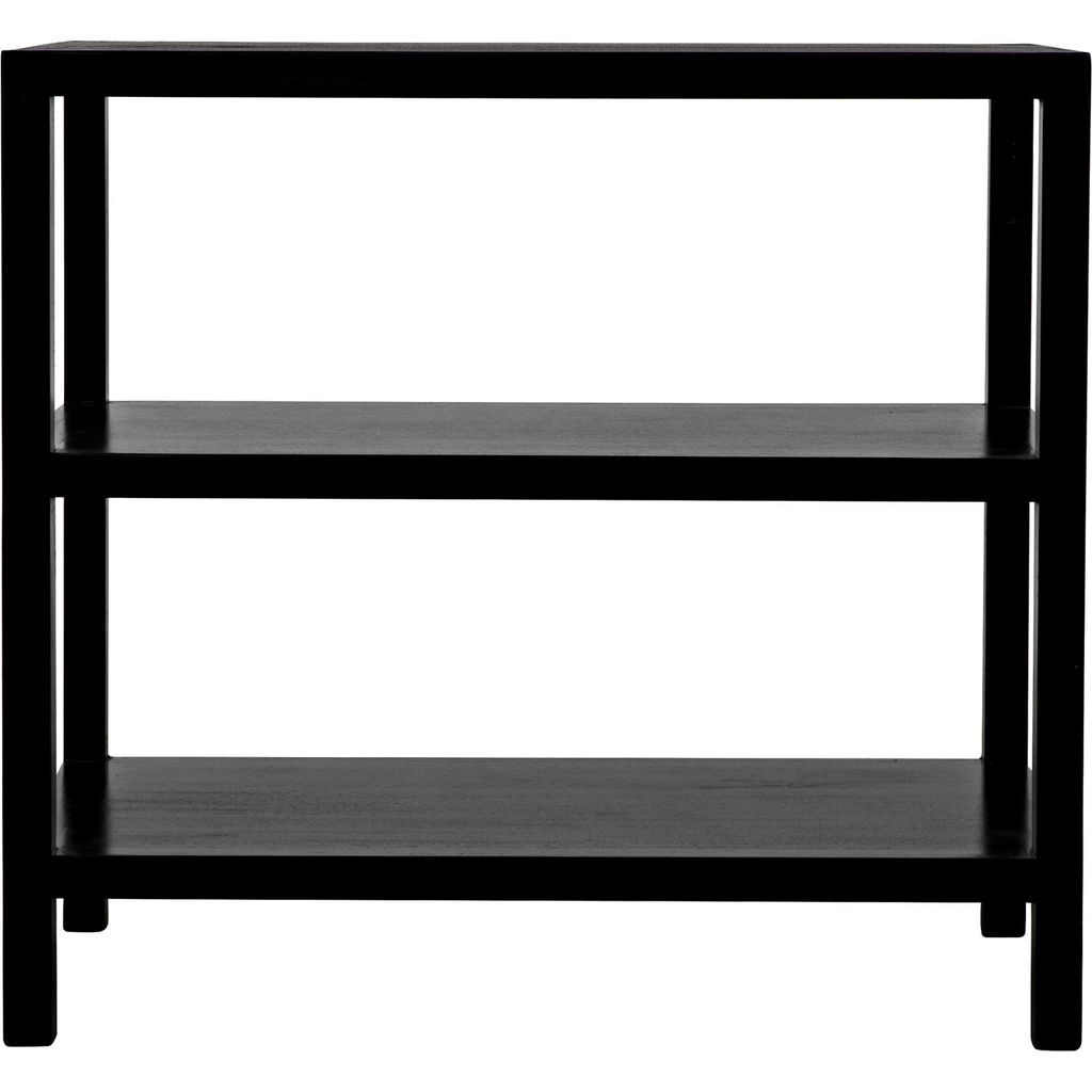 Noir 2 Shelf Side Table, Hand Rubbed Black - Mahogany & Veneer, 18"