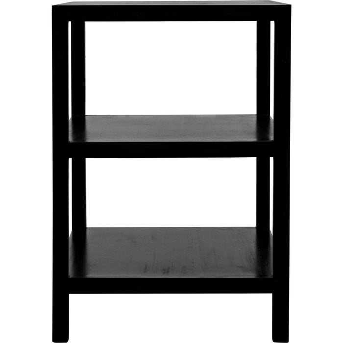 Noir 2 Shelf Side Table, Hand Rubbed Black - Mahogany & Veneer, 18"