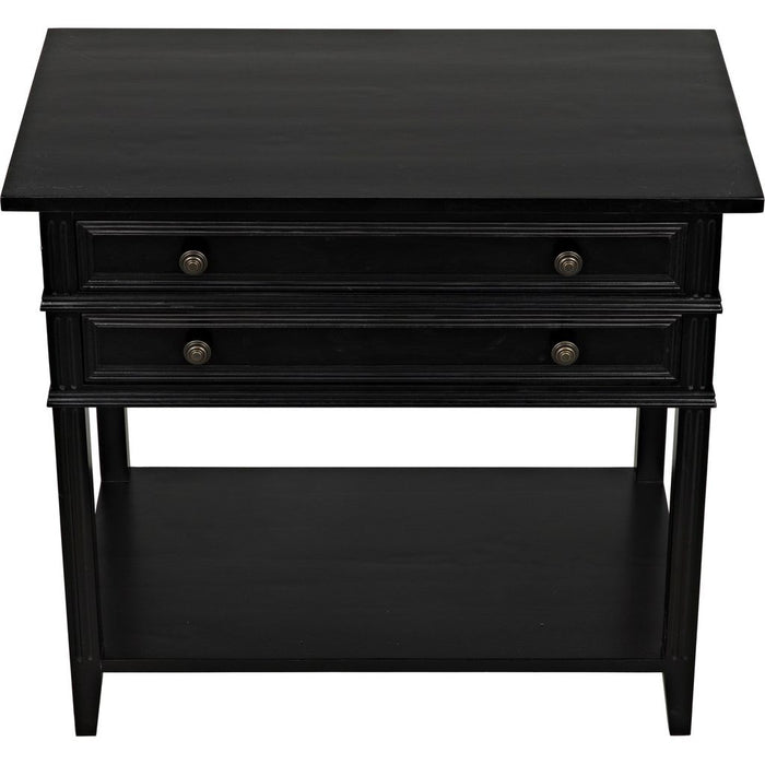 Noir Colonial 2-Drawer Side Table, Distressed Black - Birch & Veneer, 20"
