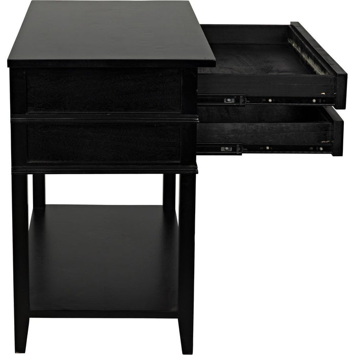 Noir Colonial 2-Drawer Side Table, Distressed Black - Birch & Veneer, 20"