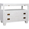 Noir 2-Drawer Side Table w/ Sliding Tray, White Wash, 19.5"