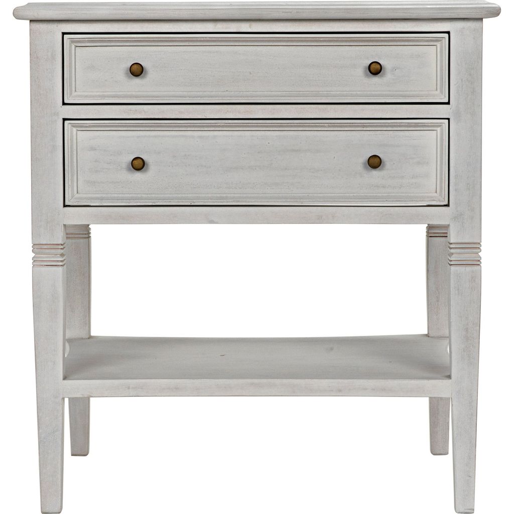 Noir Oxford 2-Drawer Side Table, White Wash - Mahogany & Veneer, 20"