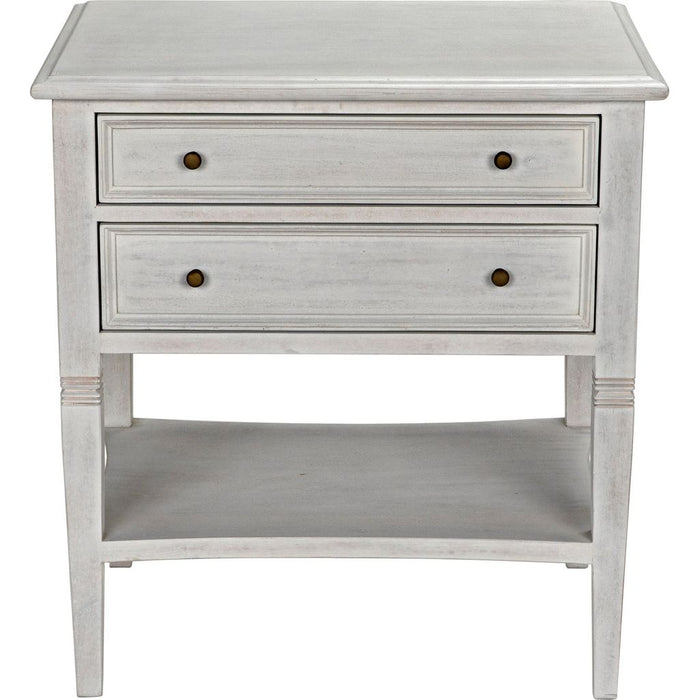 Noir Oxford 2-Drawer Side Table, White Wash - Mahogany & Veneer, 20"