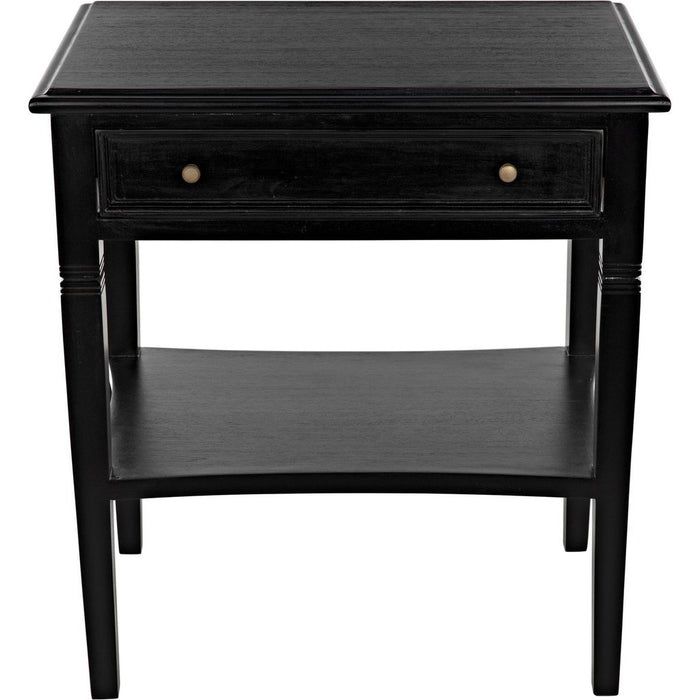 Noir Oxford 1-Drawer Side Table, Hand Rubbed Black - Mahogany & Veneer, 20"