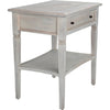 Noir Oxford 1-Drawer Side Table, White Wash - Mahogany & Veneer, 20"