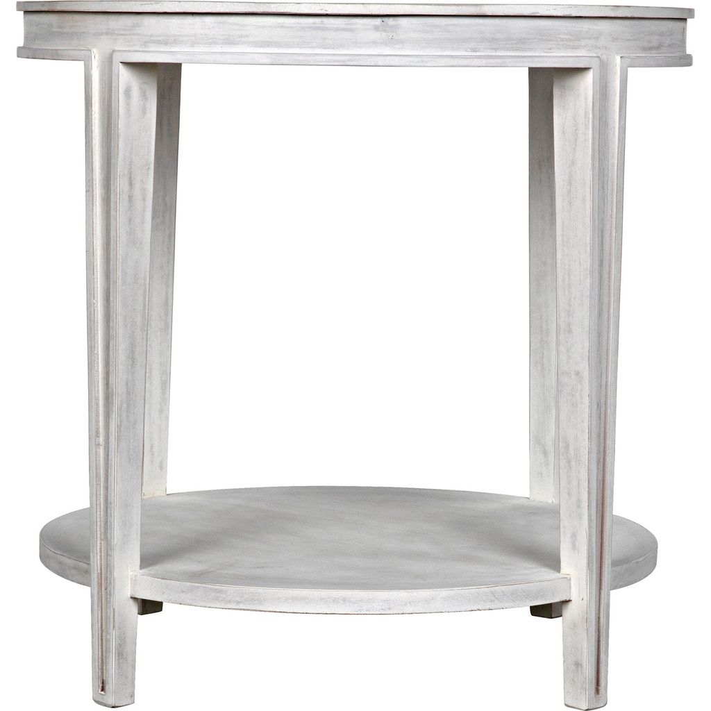 Noir Imperial Side Table, White Wash - Mahogany & Antiqued Mirror, 26"