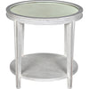 Noir Imperial Side Table, White Wash - Mahogany & Antiqued Mirror, 26"