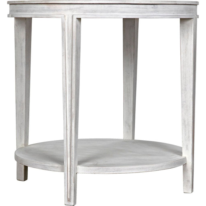 Noir Imperial Side Table, White Wash - Mahogany & Antiqued Mirror, 26"