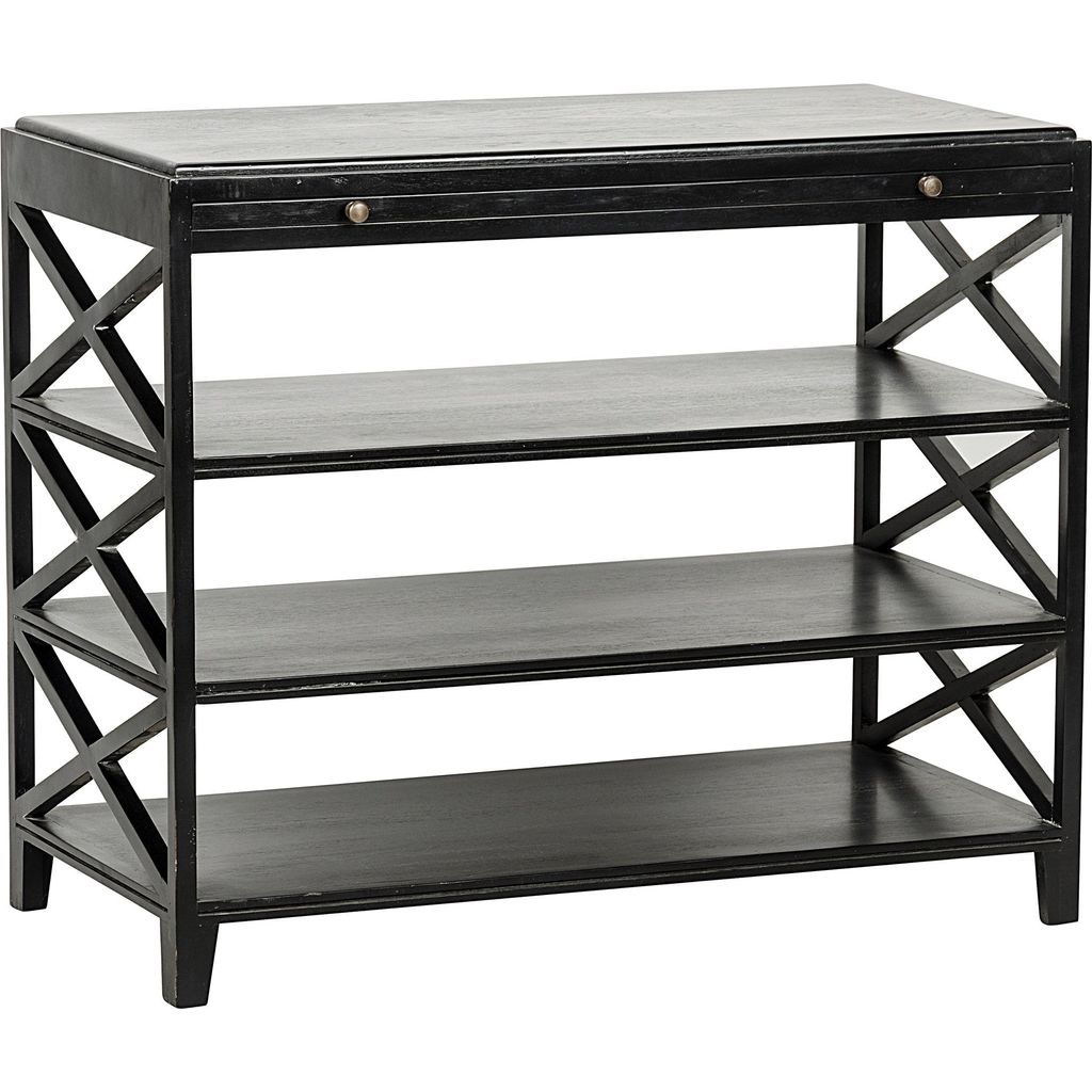 Primary vendor image of Noir Sutton Criss-Cross Side Table, Hand Rubbed Black - Mahogany & Veneer, 18"