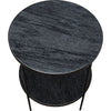 Noir Rivoli Side Table - Industrial Steel & Night Snow Marble, 25"